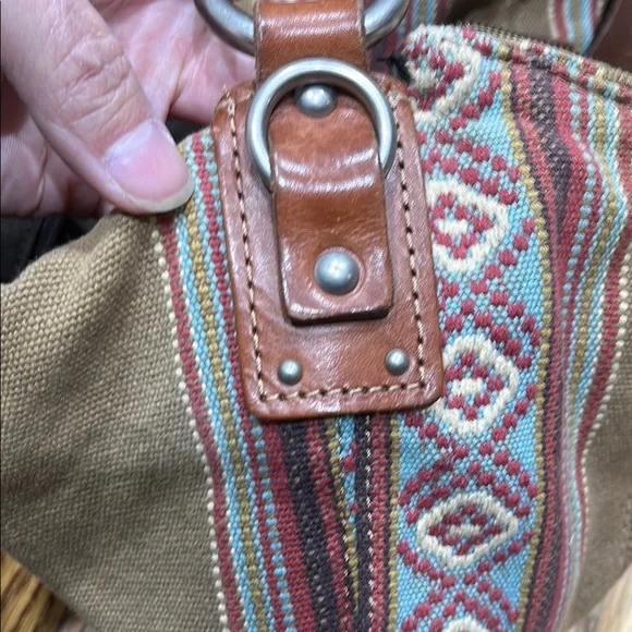 Fossil Tan and Brown Hobo Bag with Patterned Stripes - Picture 4 of 9